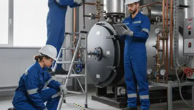 On Call Plumbers repairing a boiler in Miami, FL for reliable home heating service