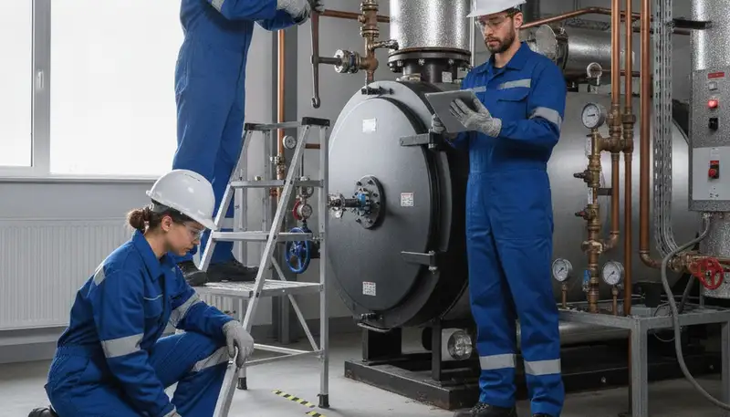 On Call Plumbers repairing a boiler in Miami, FL for reliable home heating service