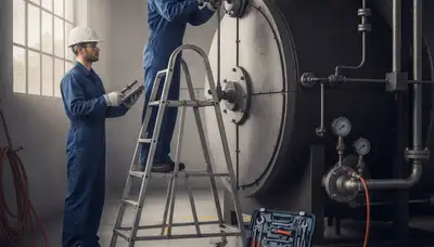 Miami, FL plumber repairing a boiler for a residential emergency plumbing service