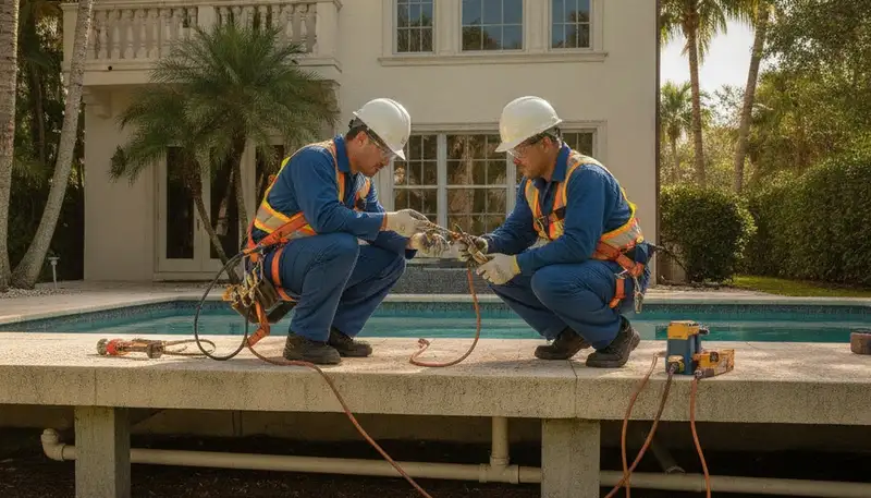 Miami, FL emergency plumber inspecting pipes for residential plumbing repair services