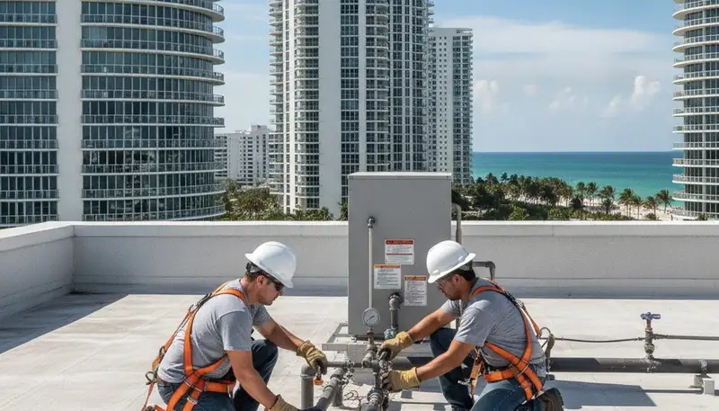 Plumbing repair service van in Miami, FL for emergency leak and drain repairs