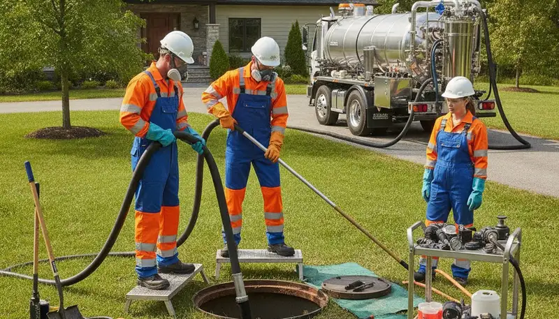 Miami, FL plumber cleaning a residential septic tank for emergency plumbing service
