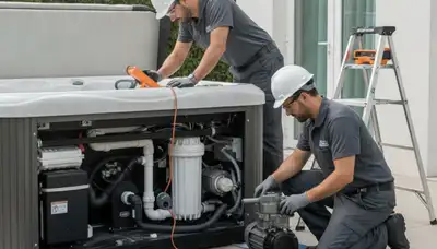 Miami, FL plumber repairing a home spa for fast, reliable emergency service