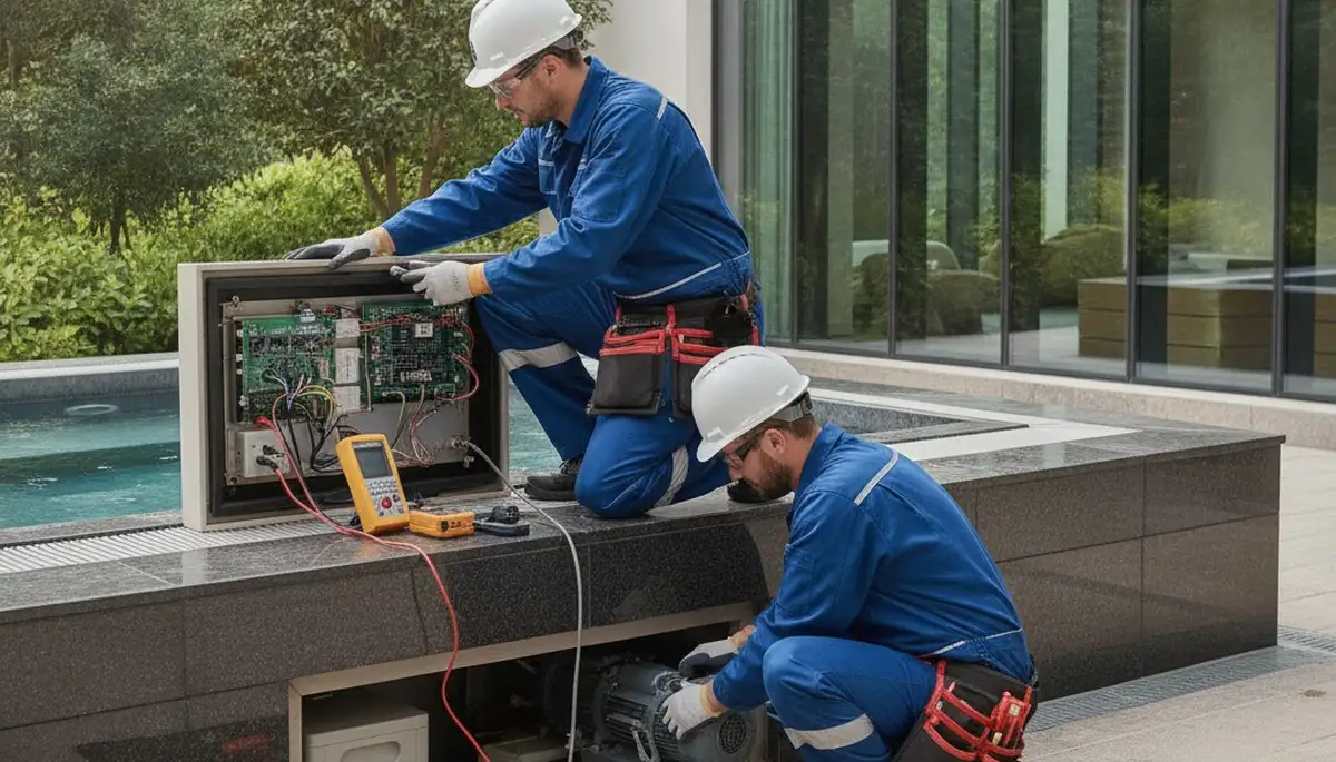 Miami, FL plumber repairing a home spa for fast emergency plumbing service