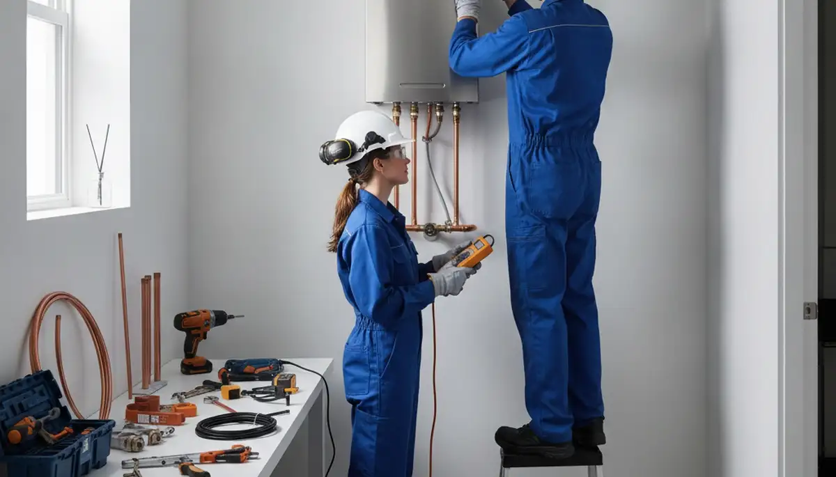 Miami, FL plumber installing a tankless water heater for emergency plumbing service