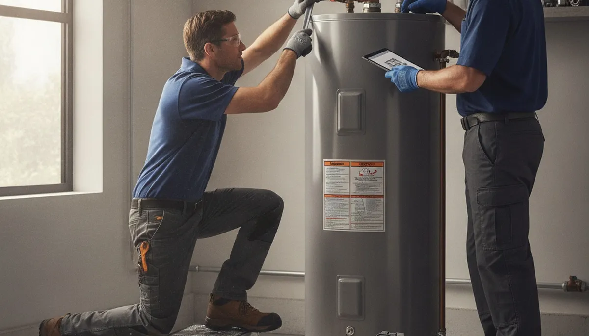 Miami, FL plumber repairing a water heater for emergency plumbing service